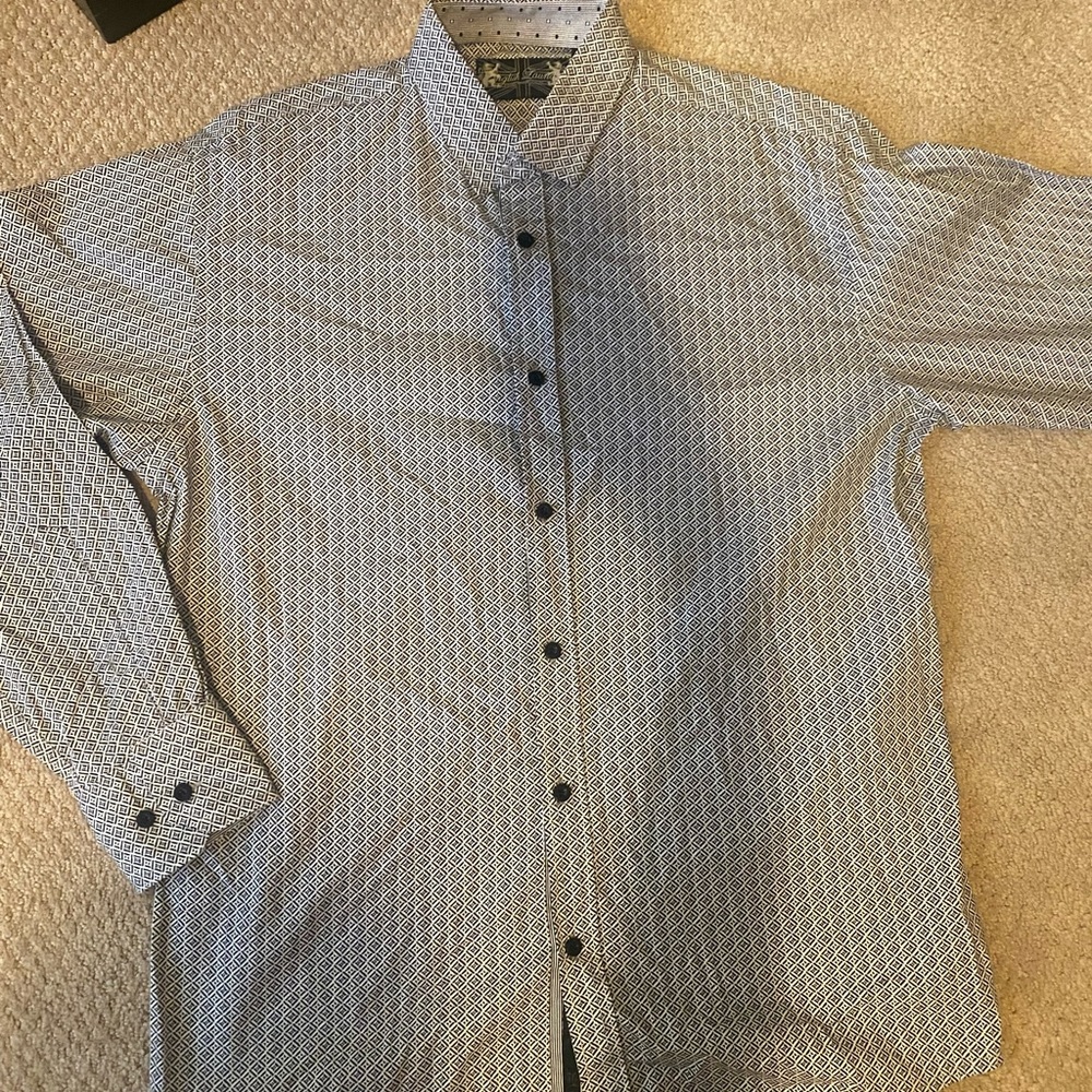 large mens english laundry button down black and white